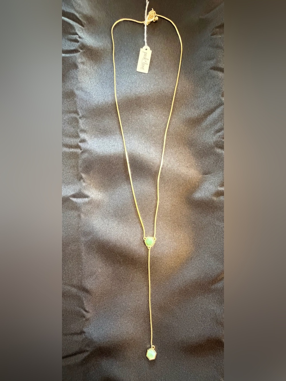 Park Lane Green Stone Gold Lariat Y Necklace NWT Retired